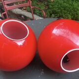Red opaline pendant light, 1970s