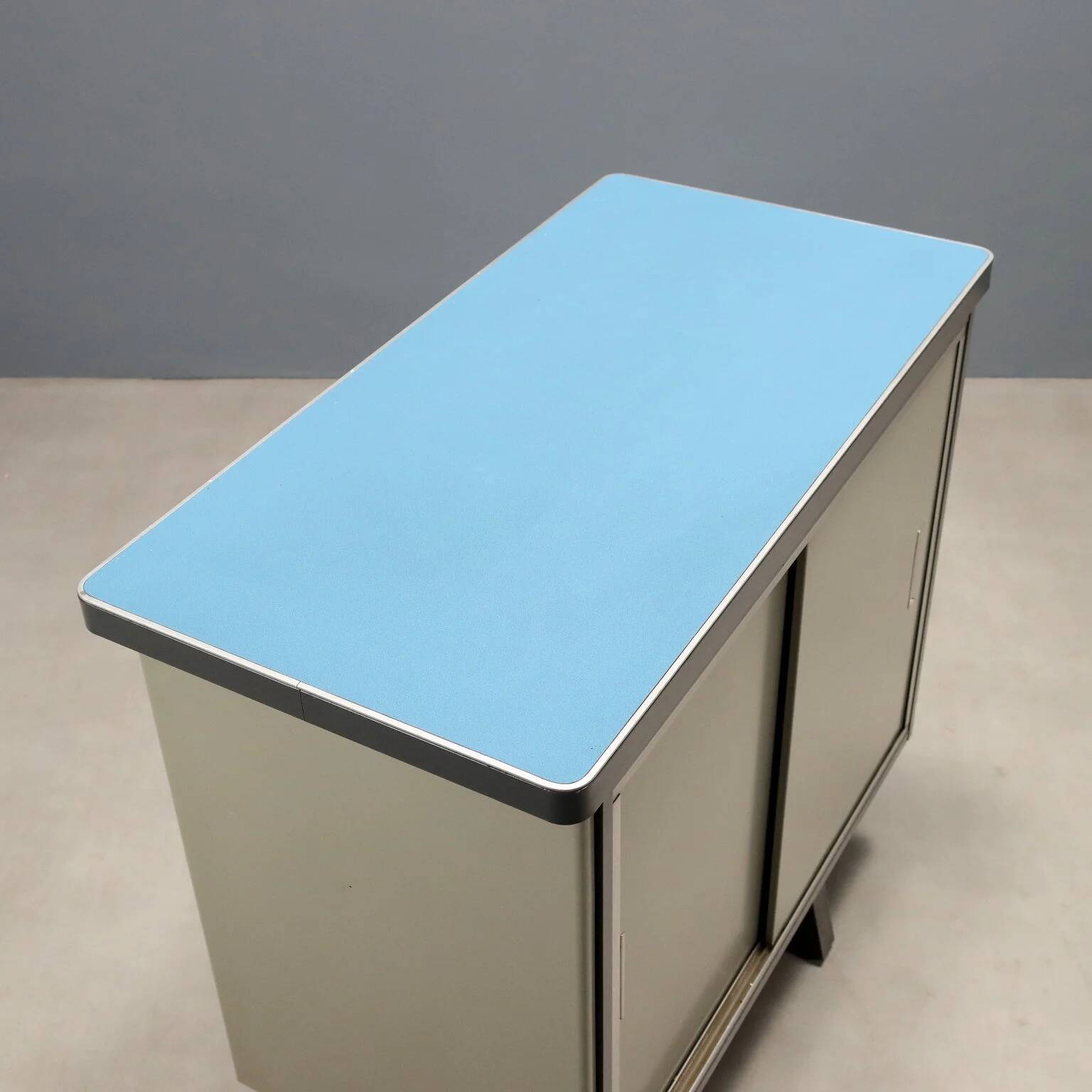 Vintage lacquered metal storage furniture, design, Italy, 1960s