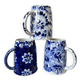 Blue flowered mugs or large tankards