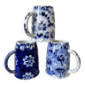 Chopes ou grandes mugs à fleurs bleues