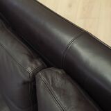 Brown leather sofa, Danish design, 1970s, designer: Werner Langenfeld, manu