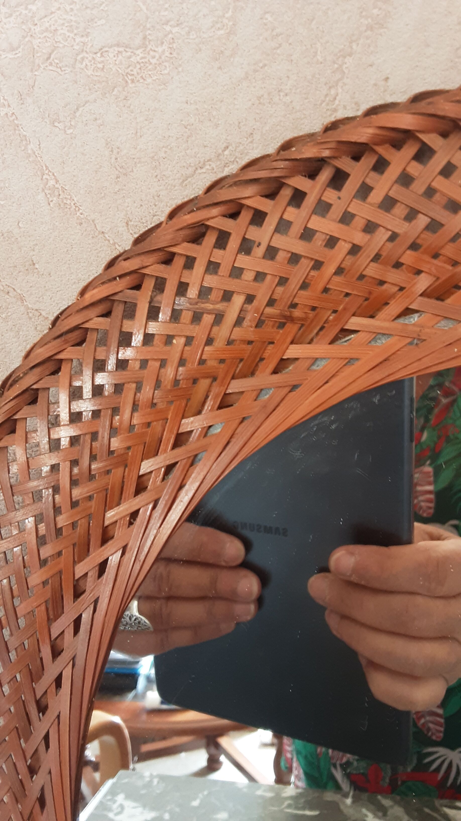 Oval rattan mirror - year 70