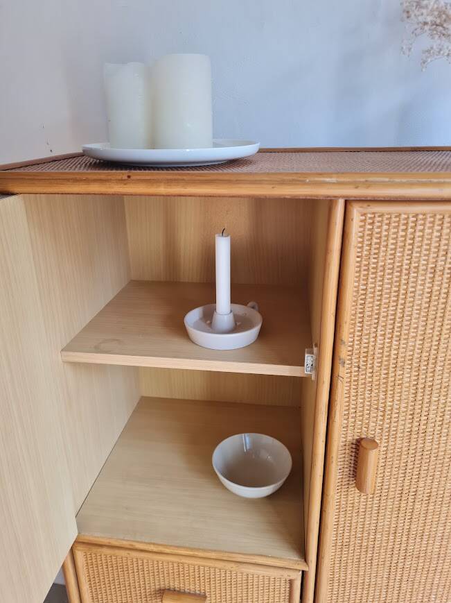 Vintage rattan wardrobe