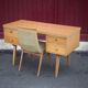 Bureau années 60 allemand en bois de hêtre pieds compas