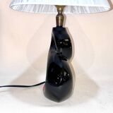 Red and black ceramic bedside lamp 8 Vallauris 50s 1950 vintage