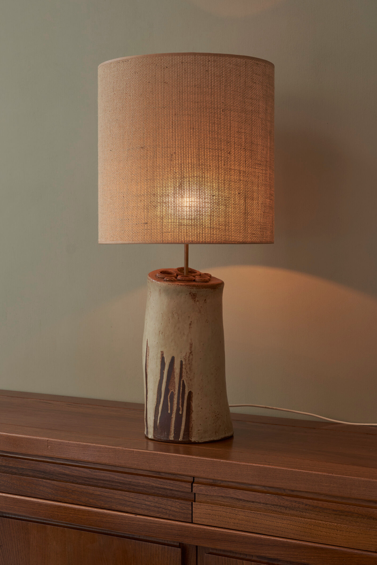 Handmade Danish ceramic table lamp from the 1970