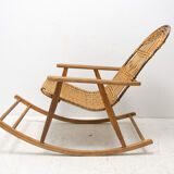 Mid century wicker rocking chair, czechoslovakia, 1960´s