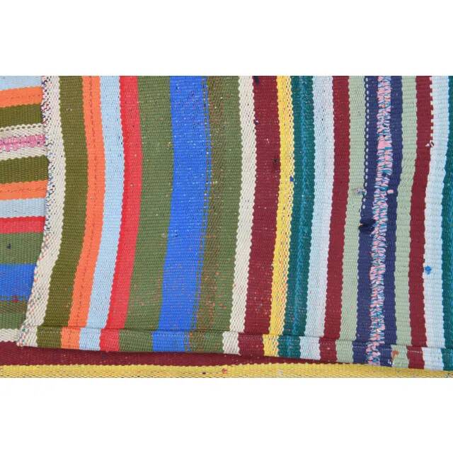 Vintage Turkish Oushak Handmade Wool Cotton Blue Kilim Area Rug 154x230