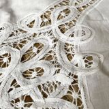 White cotton tablecloth with openwork embroidery 160X170 cm