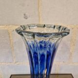 Ancient Blue and Transparent Murano Glass Vase