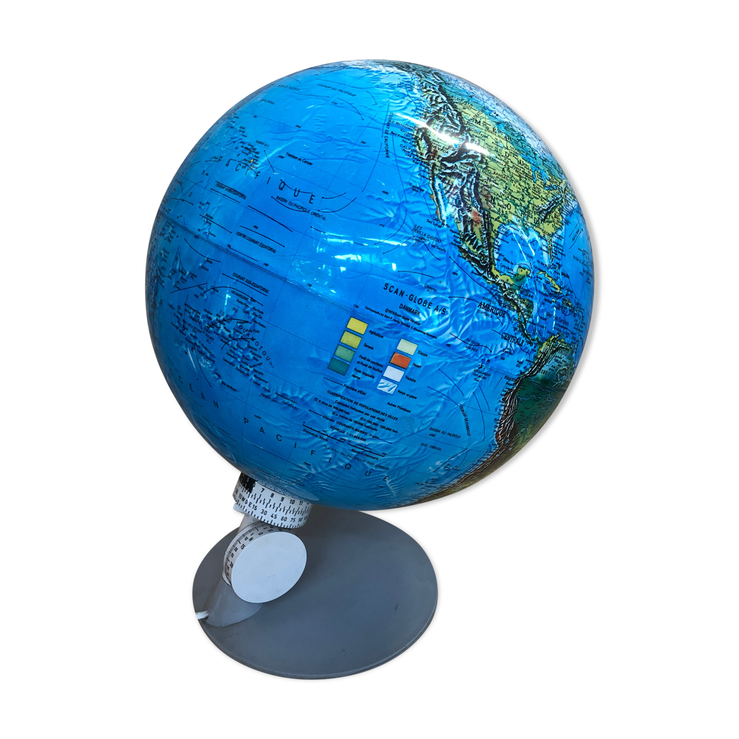 Ancien Globe Terrestre Mappemonde Globe A/S Danemark Type 2000Z Vintage