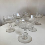 Set of 6 glasses of champagne 19th with flat sides and scales