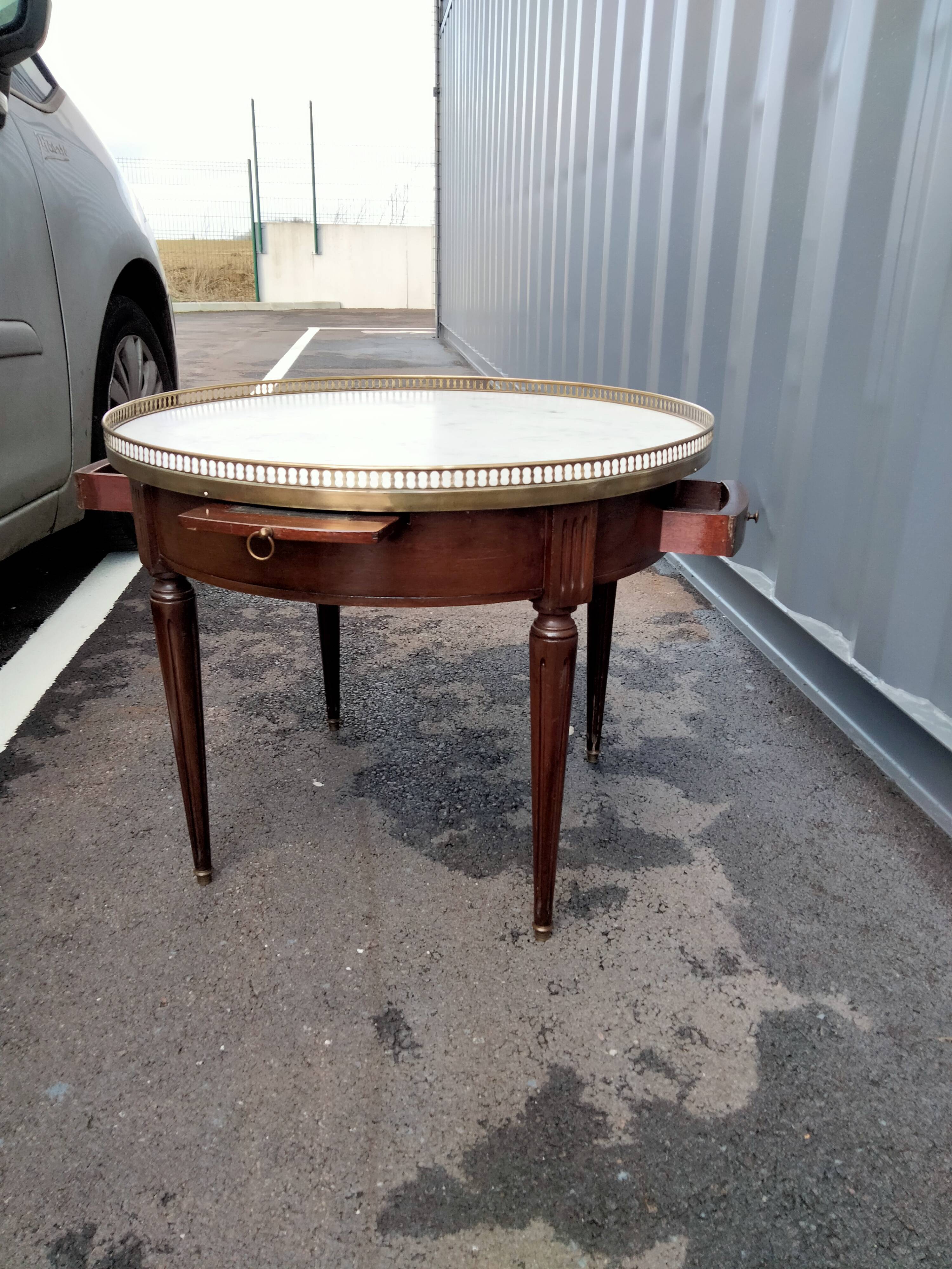 Coffee table hot water bottle marble top louis xvi old style