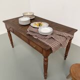 Walnut and pine drapery farmhouse table