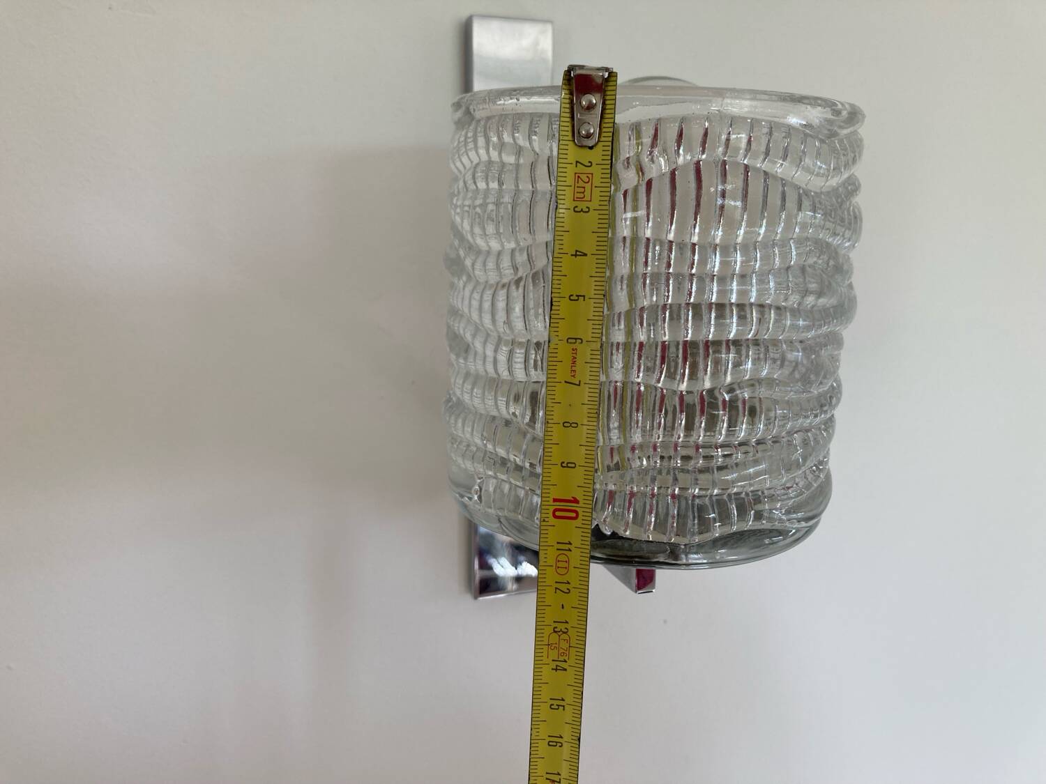 Vintage glass chandelier and its pair of wall lights