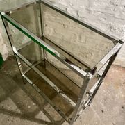 High chrome shelf with 3 smoked glass shelves Roche Bobois