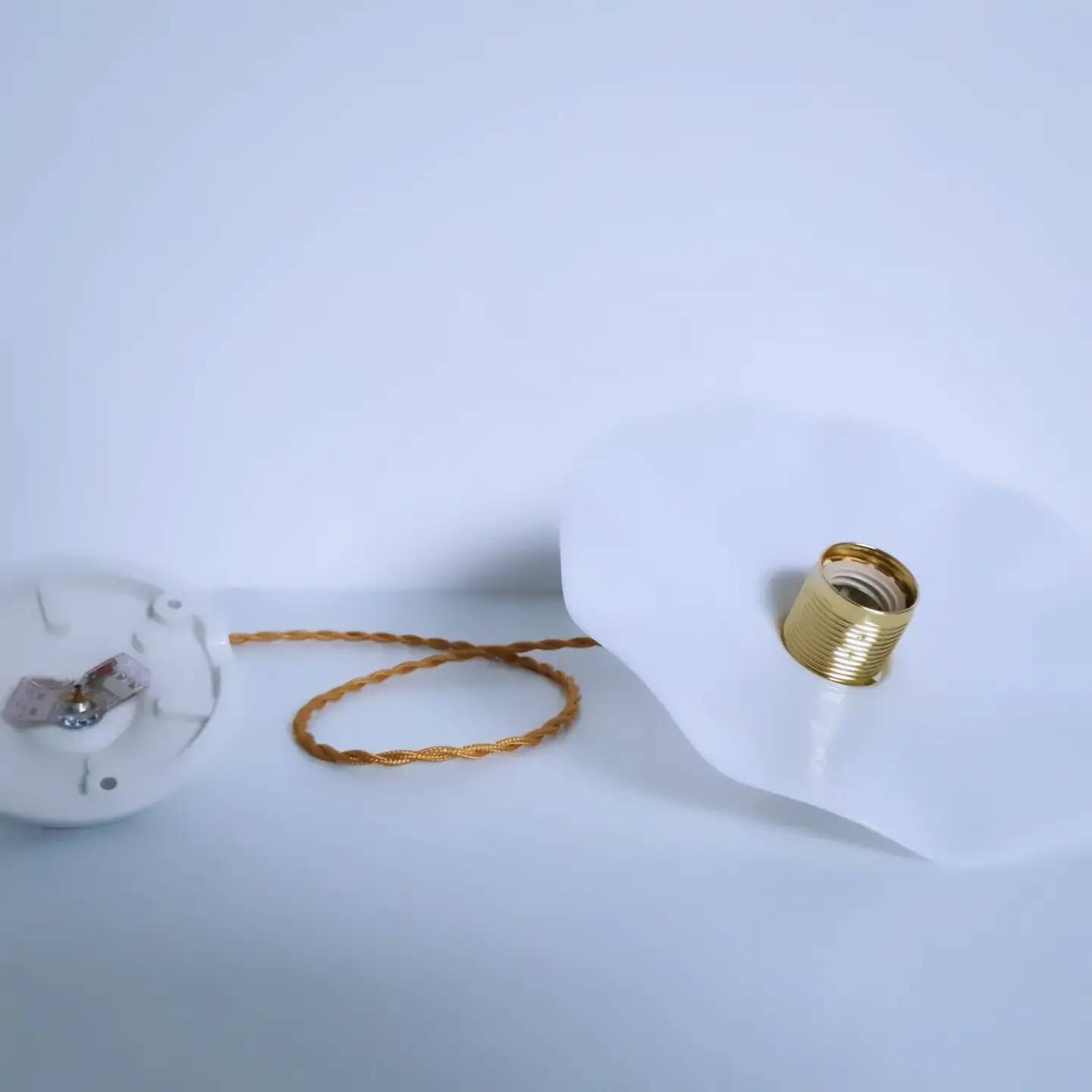 Wavy white opaline pendant light 1960 1970