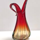 Red, Orange and Yellow Sommerso Murano Glass Vase, Italy