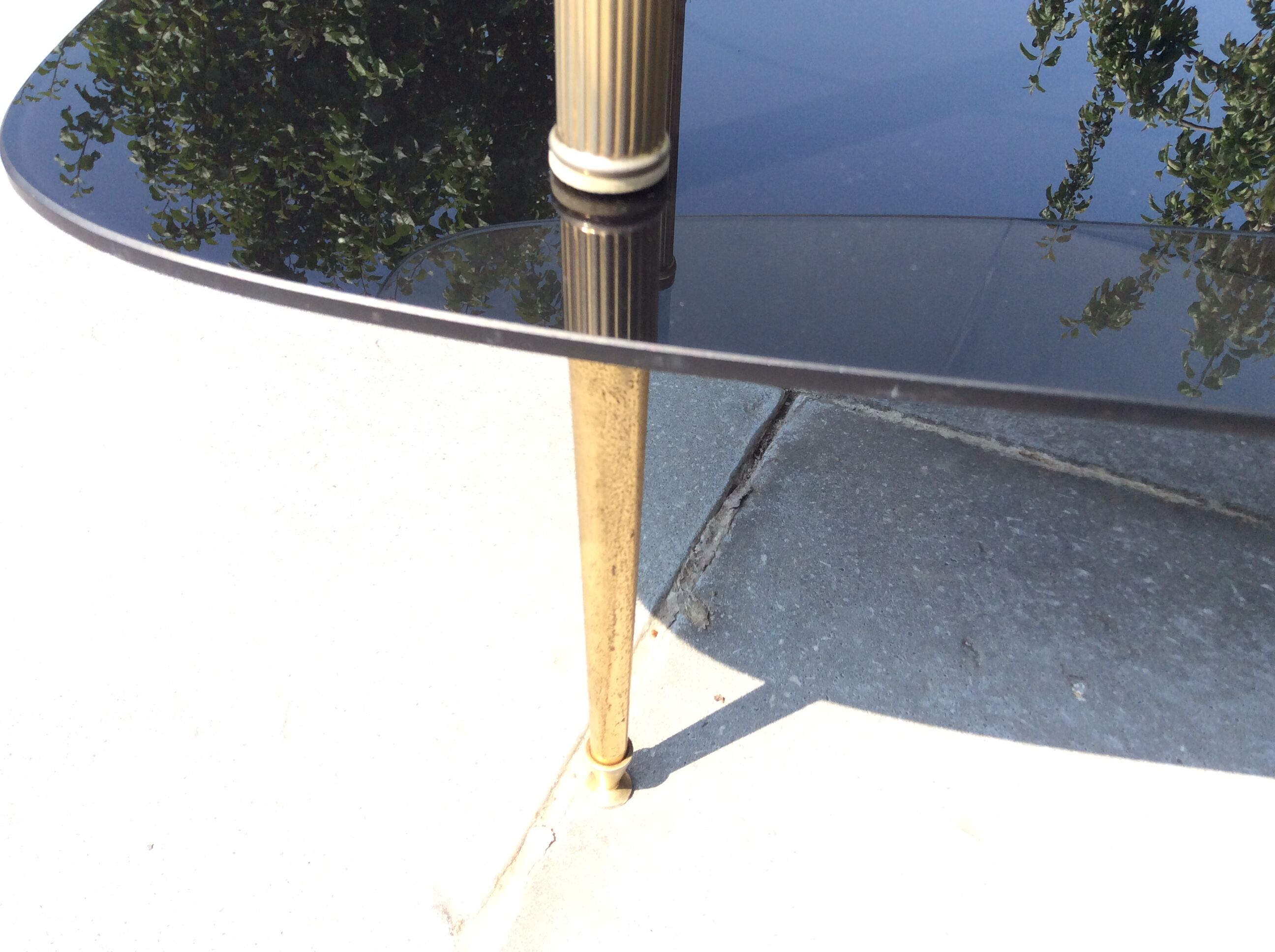 Glass and brass coffee table