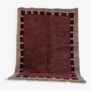 Handwoven rug 150x250 cm, wool, burgundy, grey, beige, Morocco