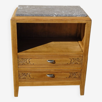 Small art deco chest of drawers with gray marble