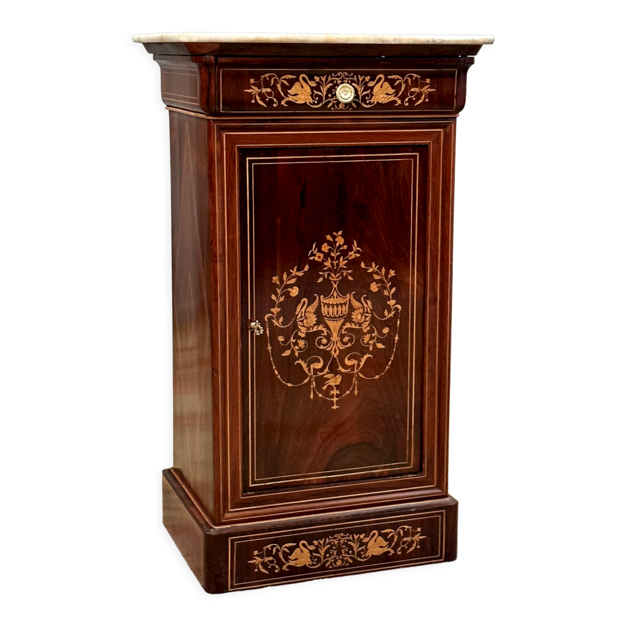 Bedside of the period Charles X in marquetry XIXth