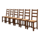 Set of 6 rustic oak ladder-back chairs with rush seats, France, 20th centur