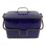 Old blue enamelled metal box
