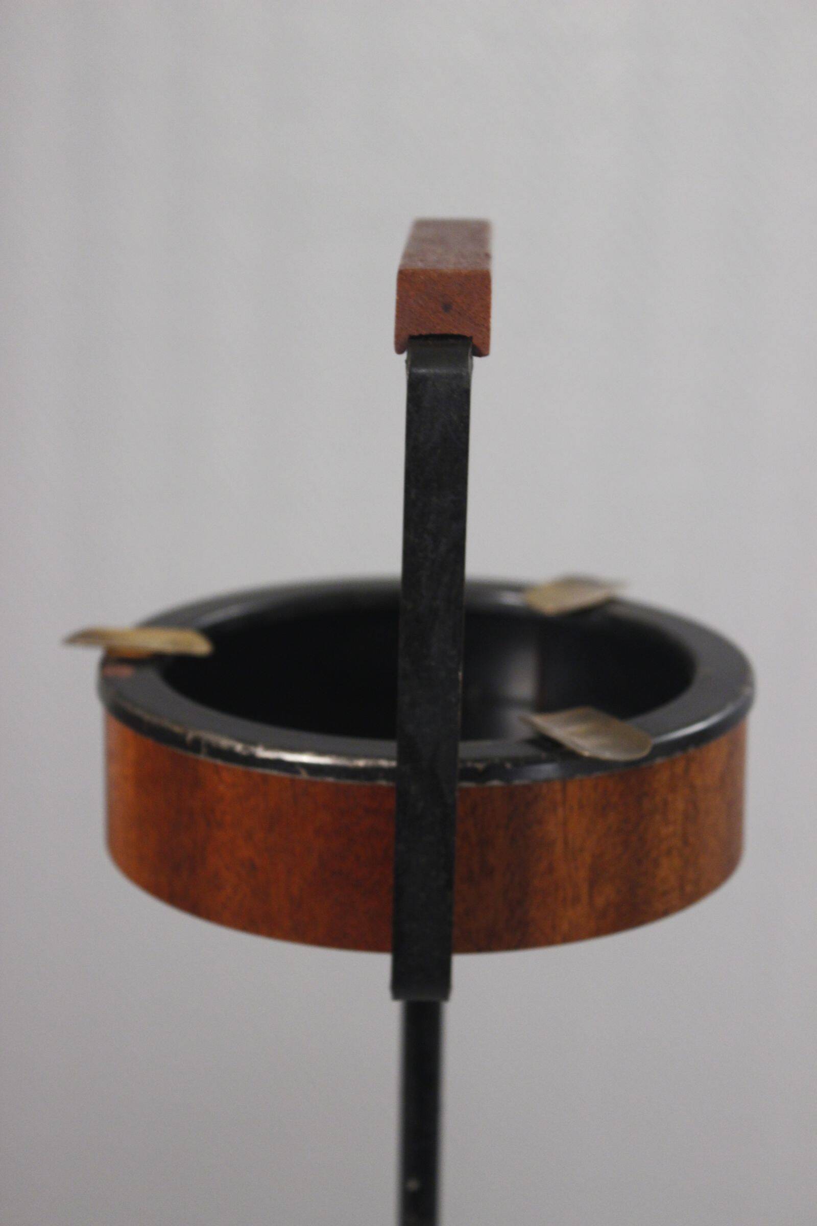 Scandinavian modernist ashtray on metal & teak stand from the 1960s Denmark.