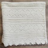 White two-seater crocheted bed top