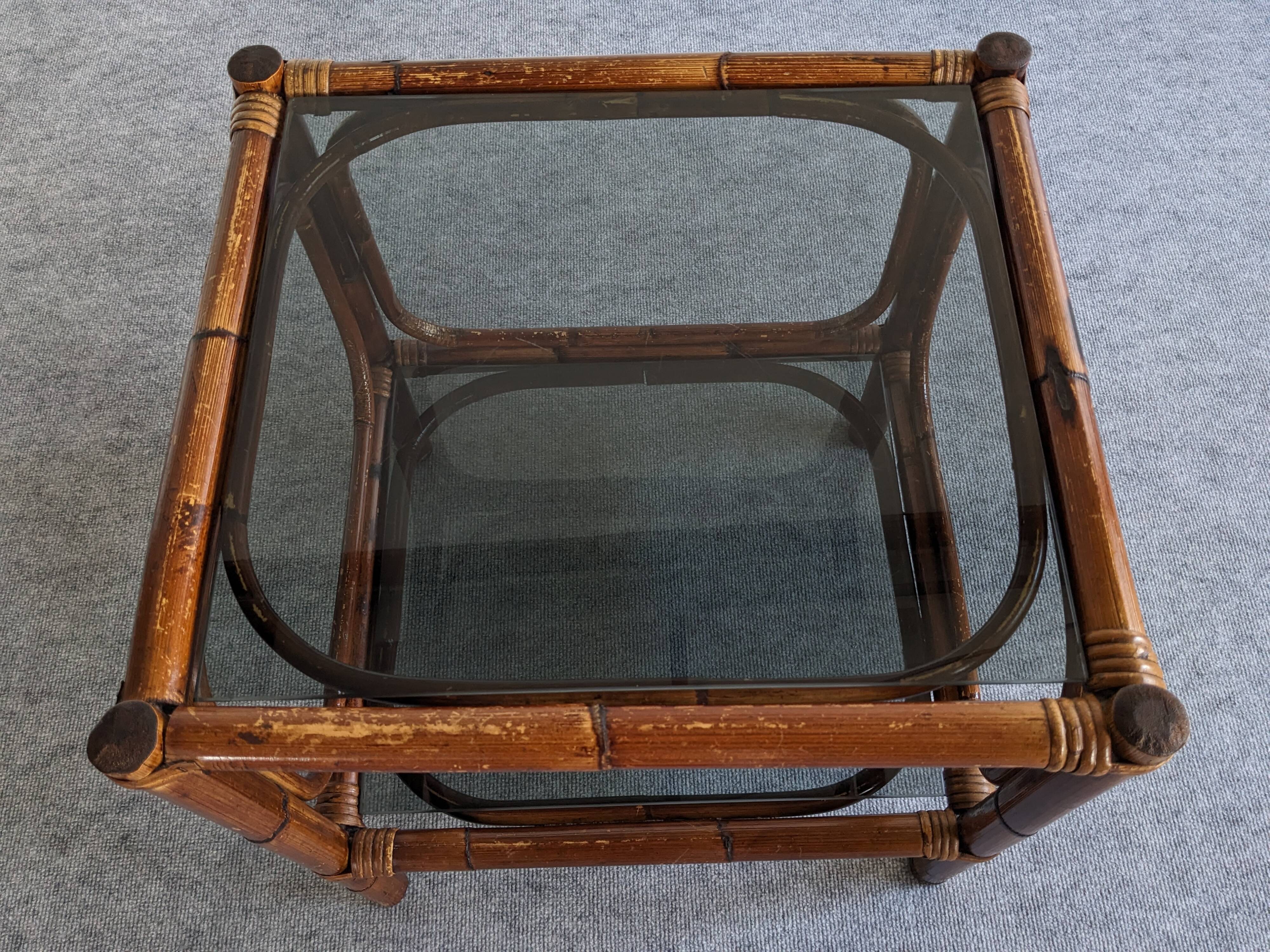 Pair of bamboo bedside tables or sofa ends from the 60s/70s