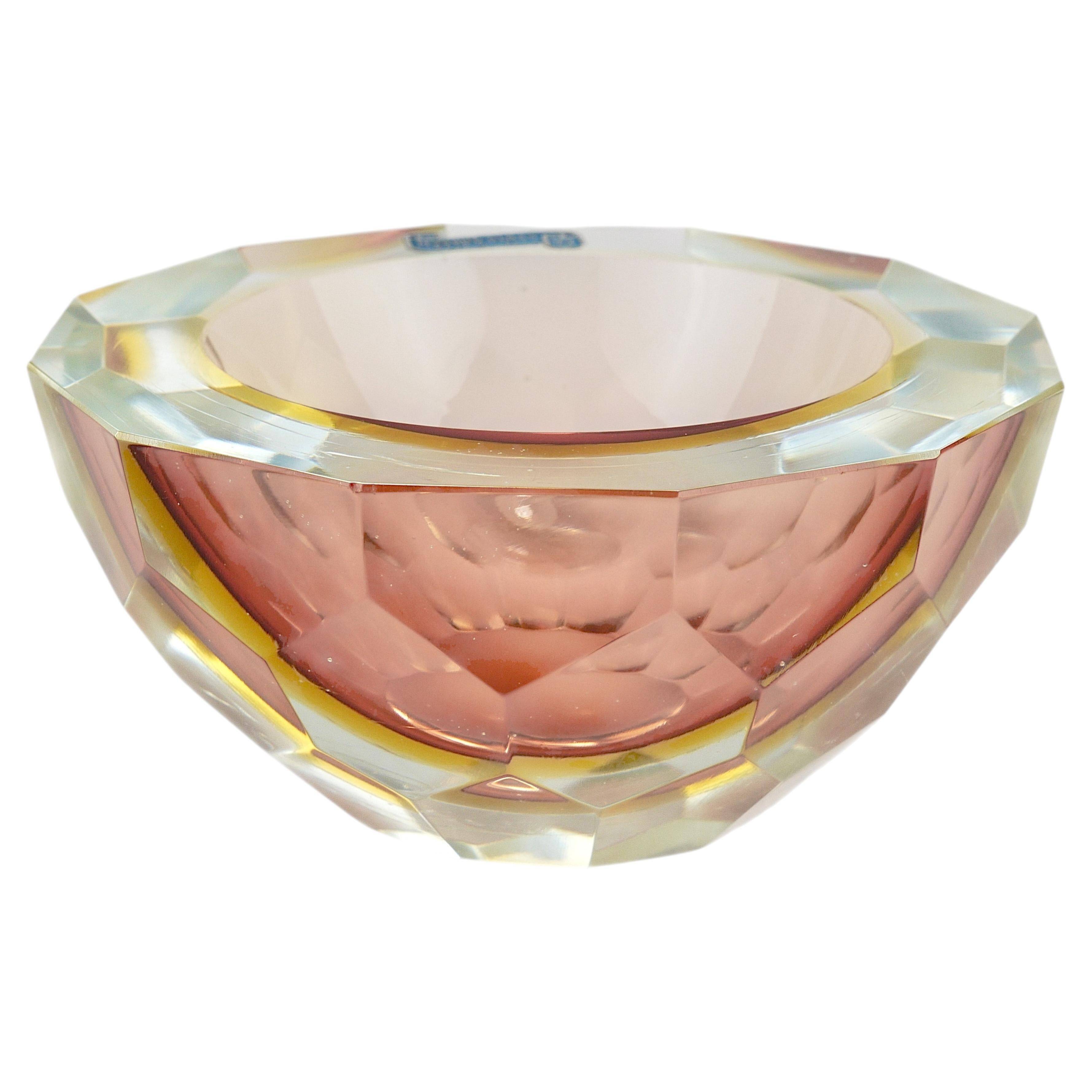 Large Faceted Murano Glass Bowl for Caviar, Italy, 1960s