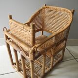 vintage rattan bamboo baby doll chair