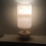 Alabaster lamp with fabric cable and vintage accessories