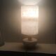 Alabaster lamp with fabric cable and vintage accessories