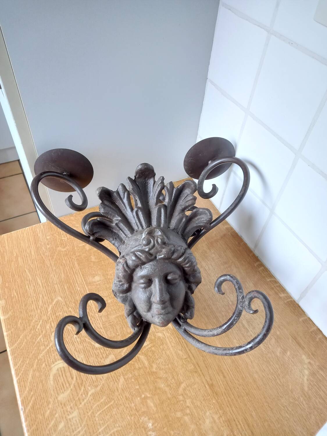 Antique piece/wrought iron wall chandelier