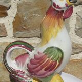 Old pitcher in slip - rooster - signature under the base - les islettes -