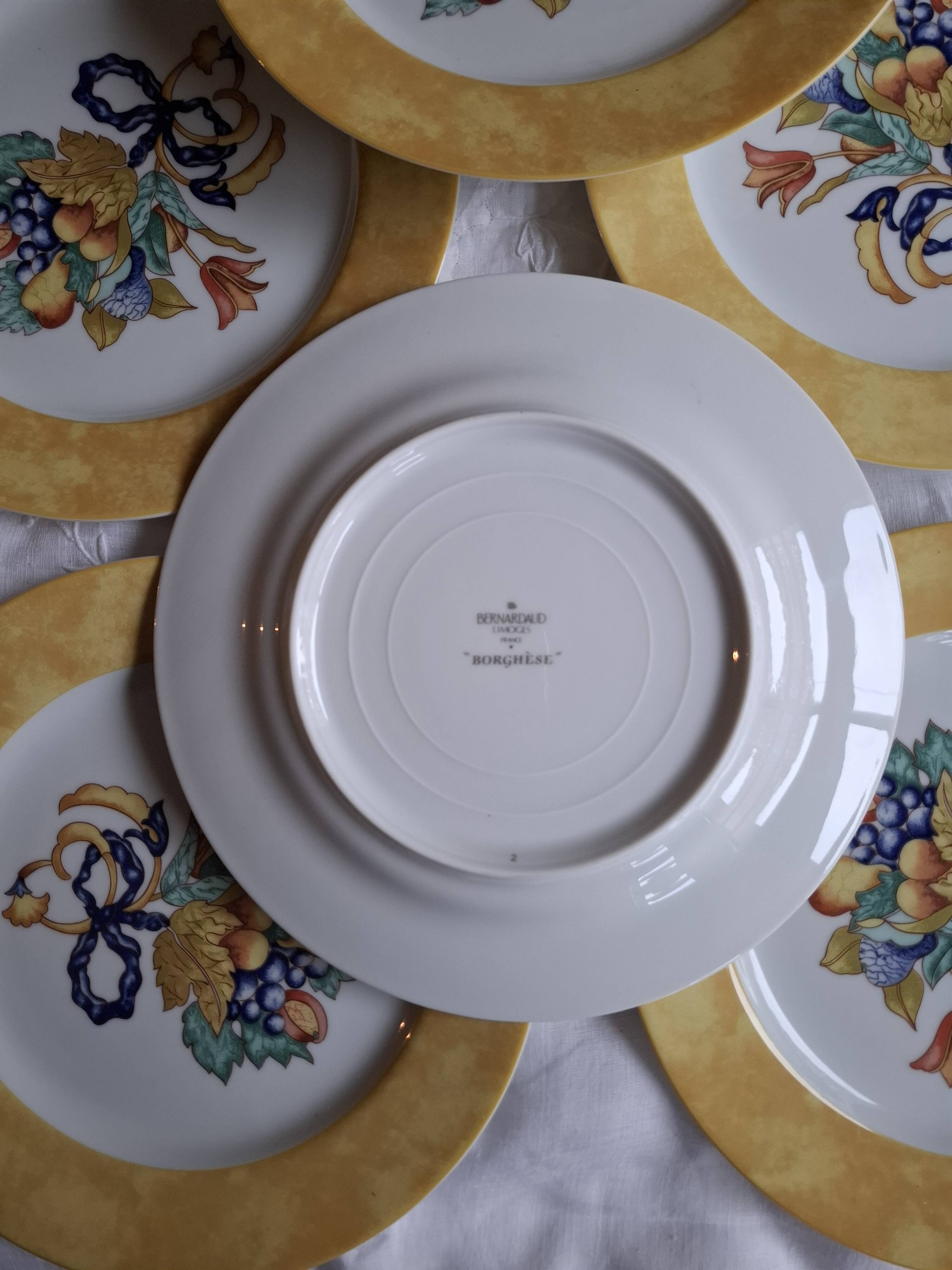 8 plates 21 cm Borghese porcelain Bernardaud Limoges