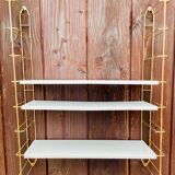 Vintage modular wall shelf, metal and brass, circa 1960s