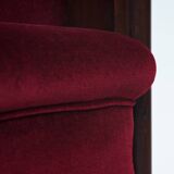 2 red velvet Amsterdam School Art Deco chairs, The Netherlands, 1930s