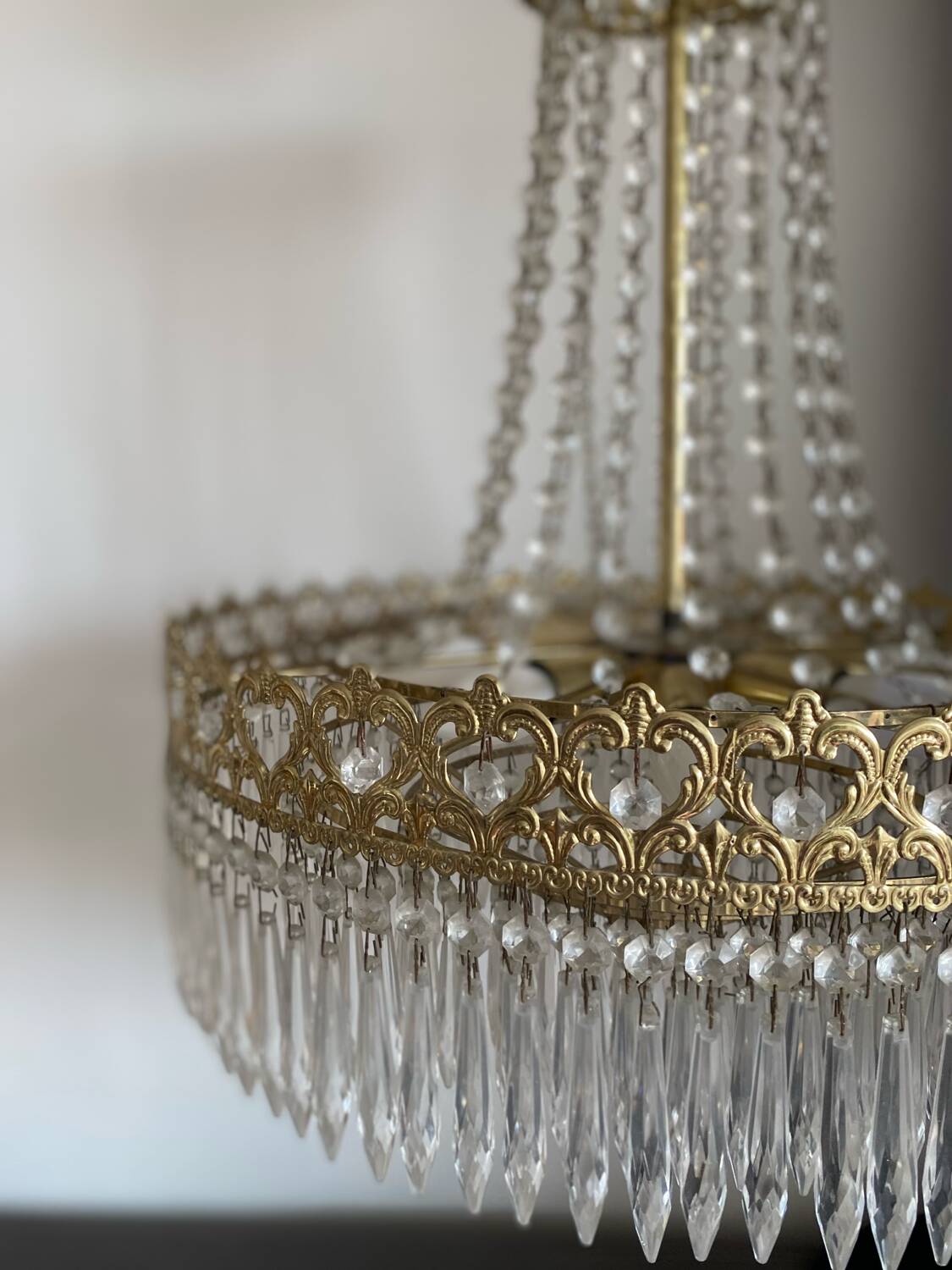 Antique brass hot air balloon chandelier with tassels