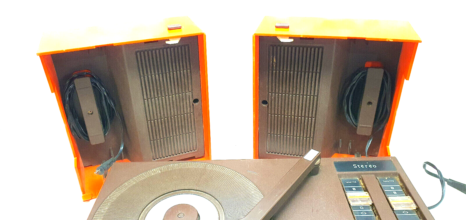Old thomson stereo record player batteries and vintage sector orange