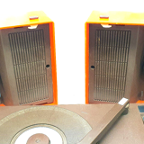 Old thomson stereo record player batteries and vintage sector orange