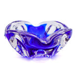 Sculptural Cobalt Blue & Crystal Sommerso Dish - Murano - 1960