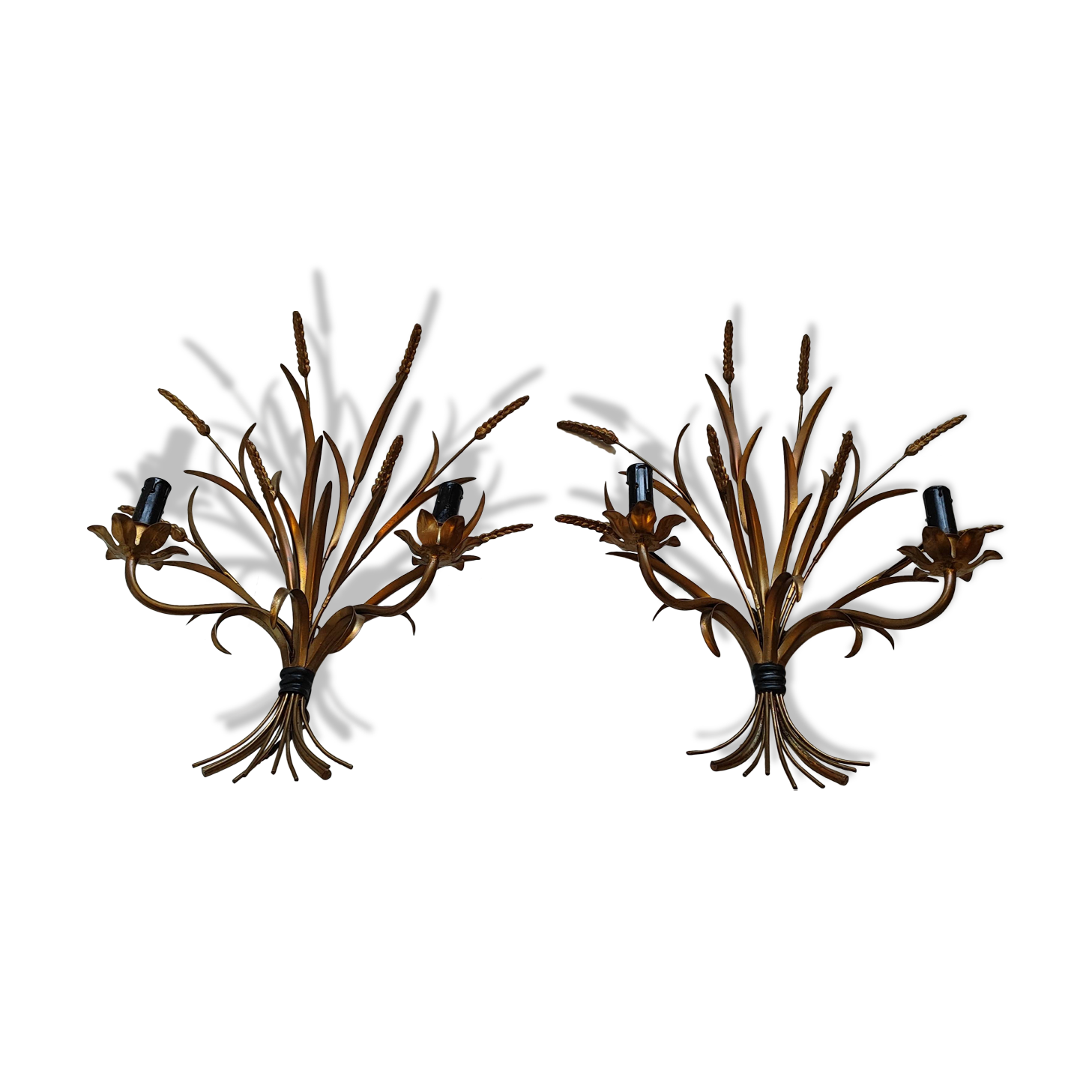 Faguo 1 Paire Vintage Branche De Feuille De Blé Or Plaqué Argent