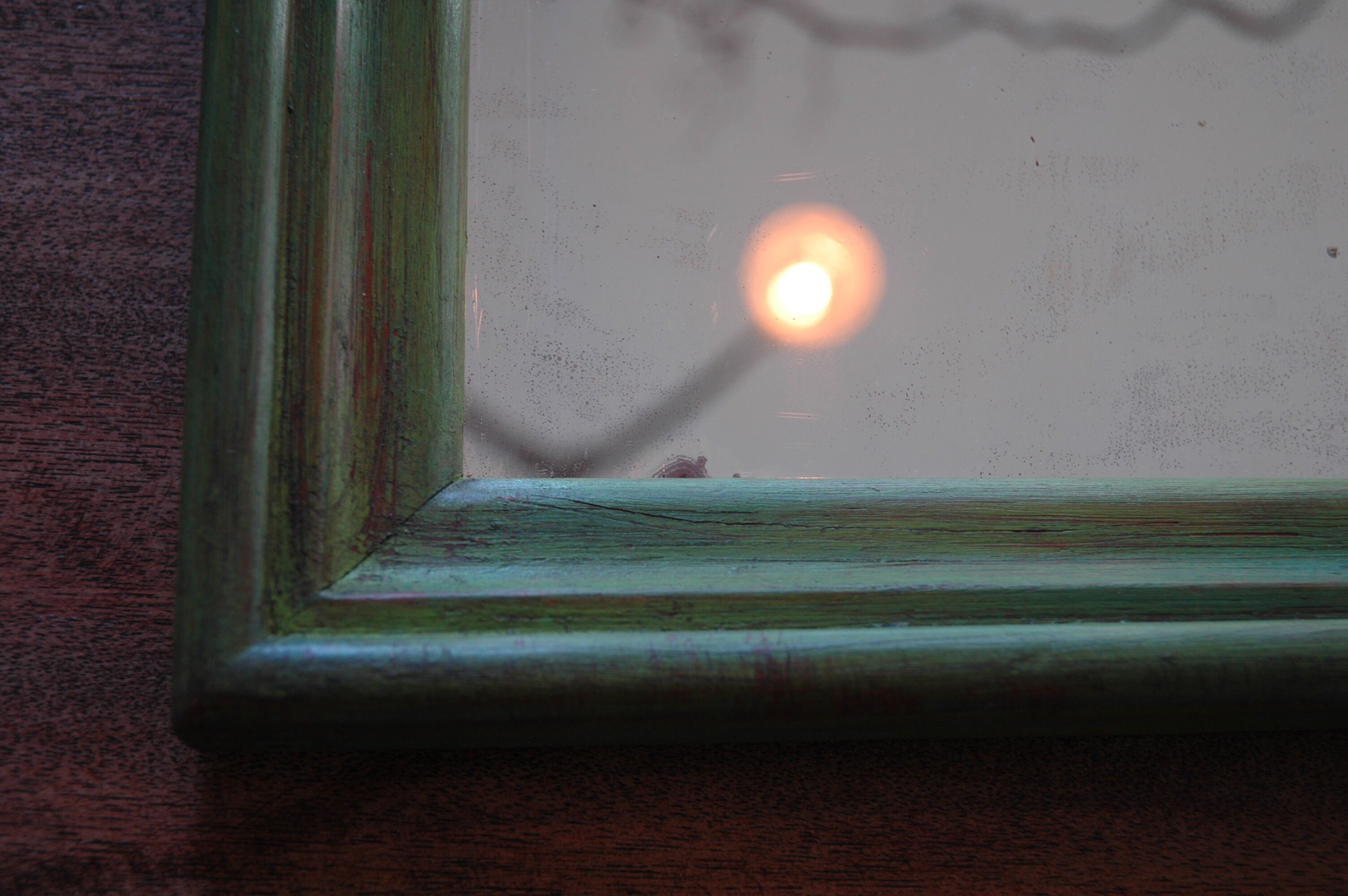 Mirror old wood green 28x34cm