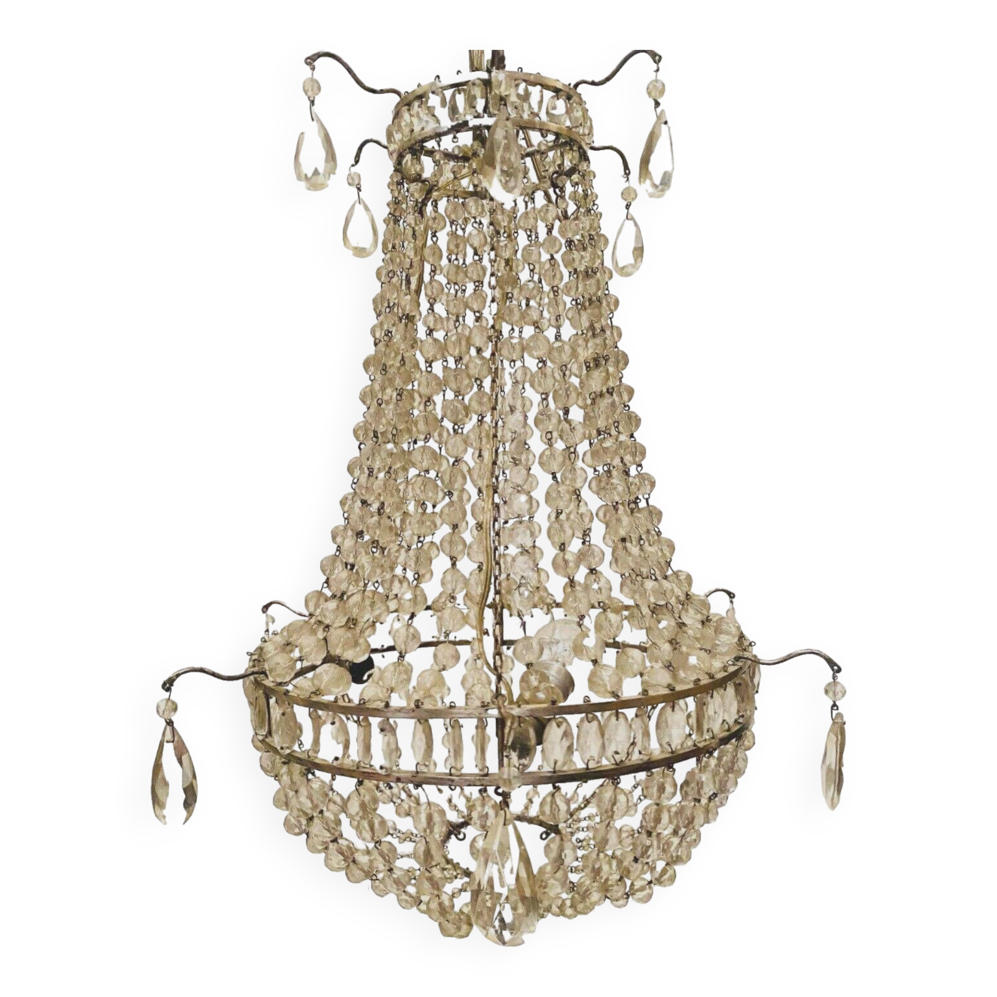 Louis XV style basket chandelier with 20th century tassels
