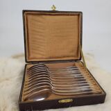 12 silver-plated metal teaspoons, Art Deco style