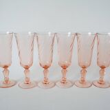 Lot of 6 rosaline champagne flutes 1970