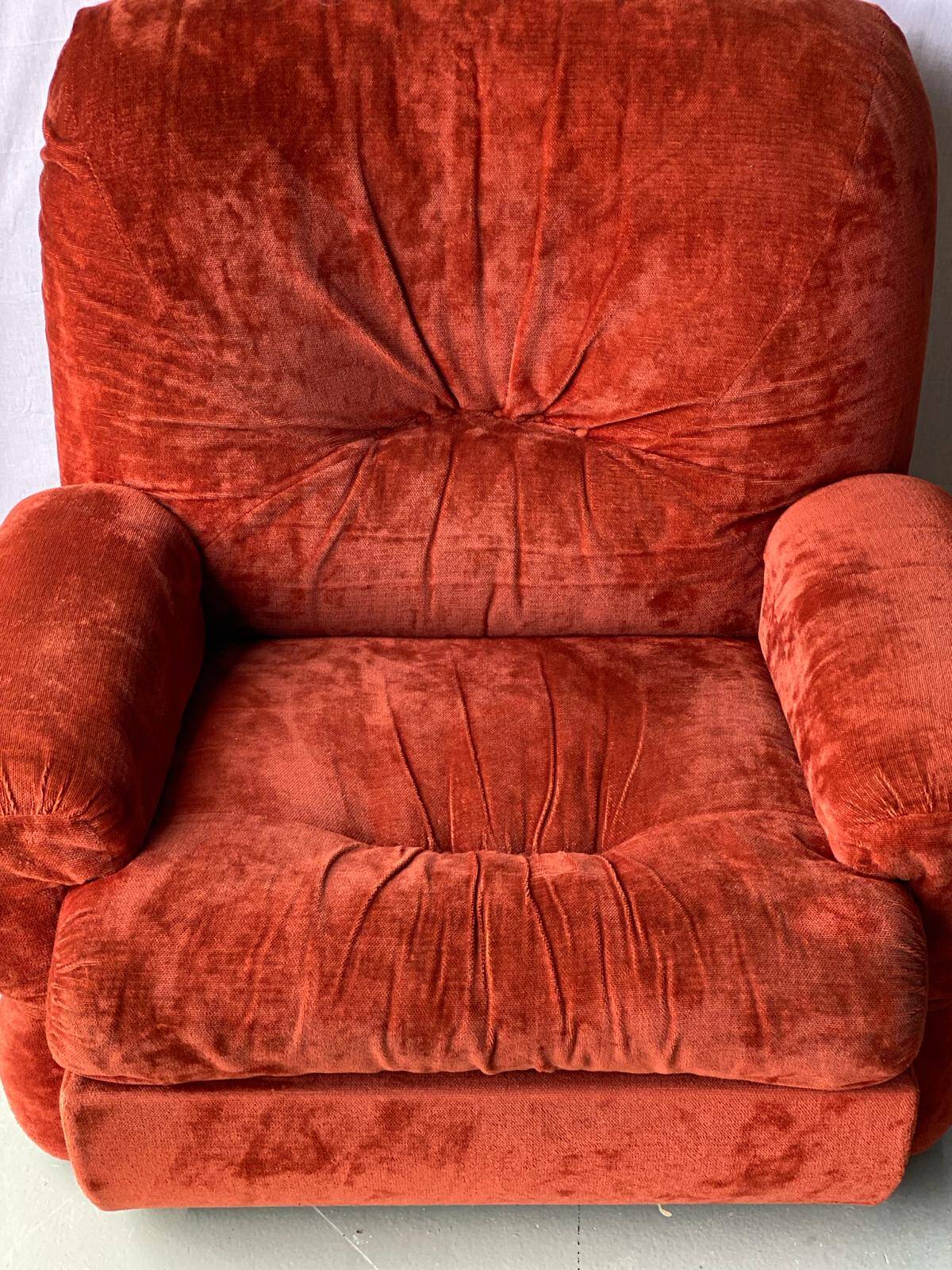 Vintage burgundy red velvet armchair